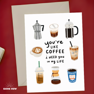 Coffee Love Card Cute Romantic Greeting Card Sweet Couple Greeting Romance Cute Card