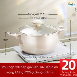 Nồi Chống Dính Gốm Ceramic SSGP Đáy Từ Nồi Canh Lẩu Thân Bầu Chống Tràn An Toàn Không Teflon/PFOA Kháng Khuẩn Cao Cấp Đạt Chất Lượng LFGB Đức