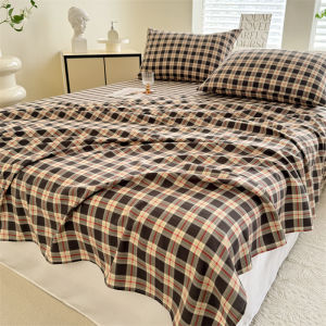 【discount store】Printed Bed Sheet for Double Beds Single/Queen/King Top Sheets for Beds Checked Fabric Flat Bed Sheets