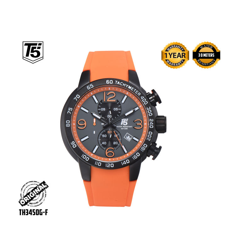 T5 Watch Malaysia TH3450G Rubber Strap Quartz Chronograph