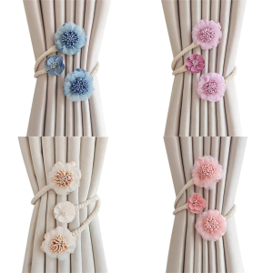 Decorative Artificial Flower Curtain Tieback Clip Elegant Floral Window Drapery Holdback Buckle for Home Decoration
