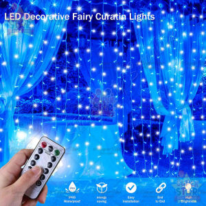 3M 300 LED Window Curtain Light USB Plug In LED String Lights Waterproof Fairy Light 8 Modes Remote Control Hanging Curtain String Lights For Indoor Outdoor Wedding Christmas Party Decorations 9.8 X 9.8Ft
