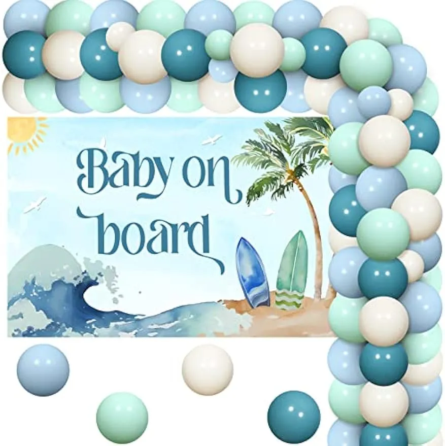 JOYMEMO Surf Baby Shower Decorations, Baby On Board Baby Shower