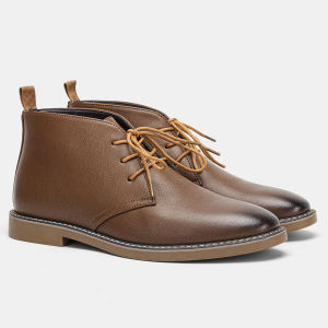 CHMOZYF Retro American Style Men Desert Boots Ankle Boots Vintage Casual Leather Boots for Men