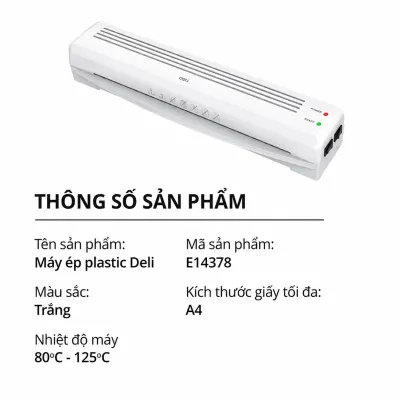 Máy Ép Plastic Deli E14379 Khổ A3 Khổ & E14378 Khổ A4 Máy Ép Nhiệt Có Điều Chỉnh Nhiệt Độ