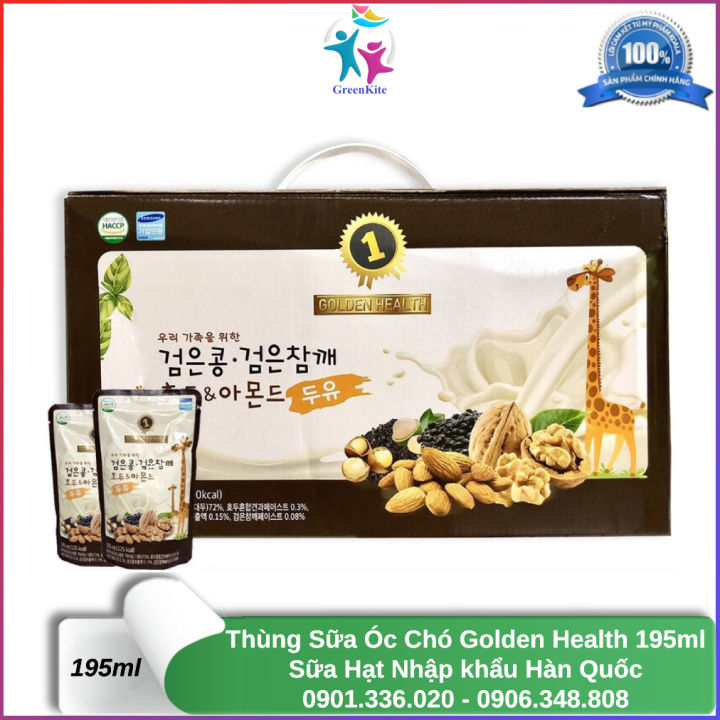 Sữa Hạt Óc Chó Hạnh Nhân Đậu Đen Hàn Quốc- GOLDEN HEALTH 195ml - Sữa ...