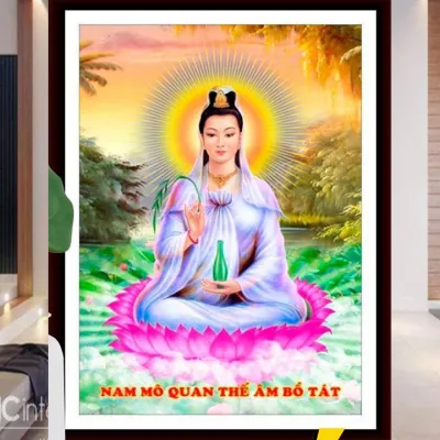 [HCM]Tranh thêu chữ thập Quan Thế Âm Bồ Tát LV3389 - kích thước 50 * 70