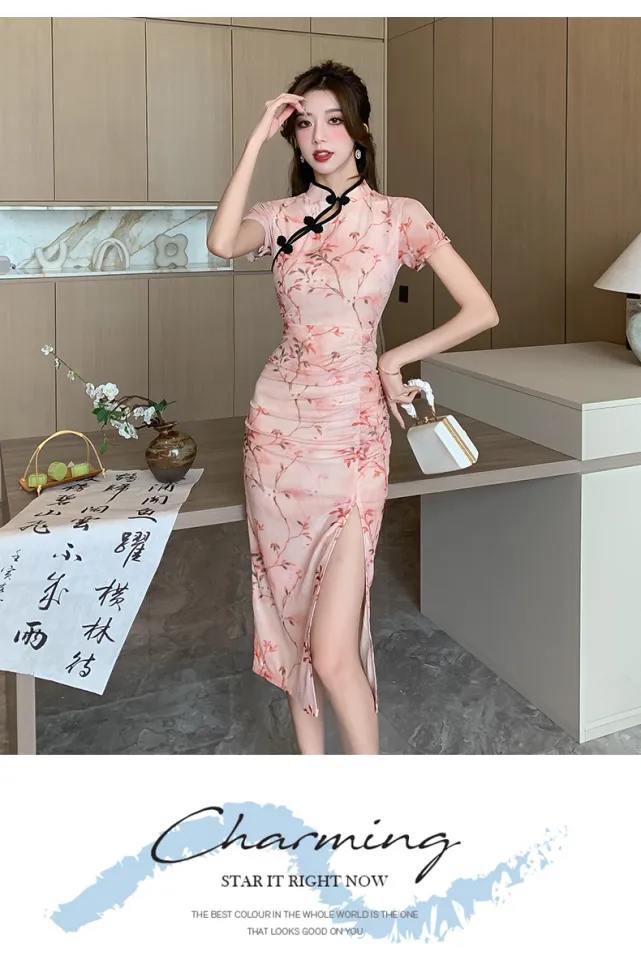 High-end cheongsam dress 2023 autumn new sexy young style