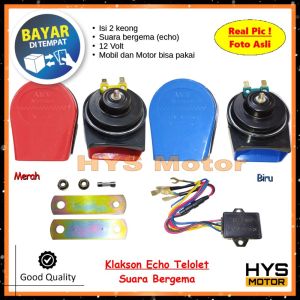 HYS Klakson Telolet ECHO 18+3 Suara - UNIVERSAL SEMUA MOTOR dan MOBIL - MERAH dan BIRU
