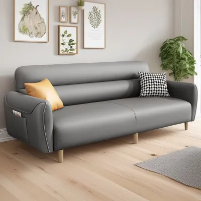 Foldable Leather Sofa Bed for Small Spaces Scratch Resistant 2 in 1 Convertible Sleeper