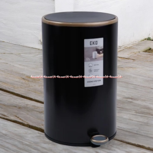 Eko 12L Cosmo Trash Bin Pedal Soft Close Tempat Sampah Dengan Injakan Warna Hitam Dilengkapi Inner Bucket