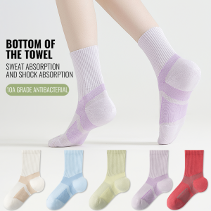MiiOW Women Athletic Socks Thick Terry Cushioned Elite Sports Crew Sock Running Tennis Gym Basketball Badminton Moisture Wicking