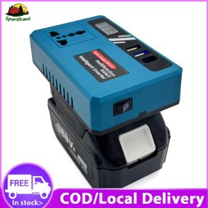 Car Battery Inverter 18V/21V DC to 220V AC with Dual USB Charging Ports for Travel and Road Trips