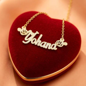 Kalung Liontin Nama Sendiri Motif Mickey Mouse Titanium Lapis Emas 24k