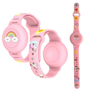 Waterproof for Apple Airtag Holder Wristband Kids Silicone Case Bracelet Children for AirTags Case Watch Band AirTag Bracelet for Kids Waterproof Cute Cartoon Air Tag Holder for Kids