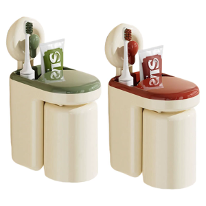 Space Saving Elegant Aesthetic Adhesive Bathroom Organizers Cup Holder Crafted from Sturdy PP Materials Container