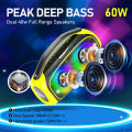 Heavy bass Bluetooth speaker with high-end RGB light effect, TWS series connection, portable for outdoor parties and gatherings, subwoofer speaker.. 
