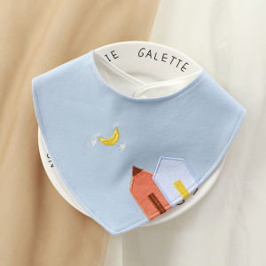Sulam Nama Bayi Bib Cute Cartoon Embroidery Name Baby Bib Triangle 360 Degree 0-3Y