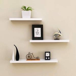 White 3PCS Wall Mounted Wood Shelf Storage Book Display