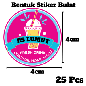 Stiker Es Lumut 50 Pcs s.d 10 Pcs label produk Siap Tempel Kiss Cutting Sesuai Bentuk Desain bulatt