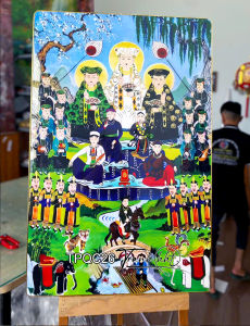 Tranh Tứ Phủ công đồng tranh bà chúa xứ tranh chúa sơn trang Tranh phòng thờ bàn thờ tứ phủ bà cháu xứ hầu đồng hồn việt tráng gương treo tường TPQC26