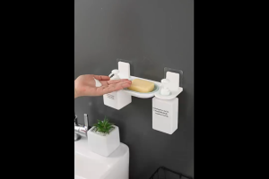 Bathroom Storage Rack Soap Dish Shampoo Holder Wall Hanging Drainer Shelf Bathroom Accessories Kitchen Organizer