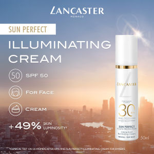 Lancaster Sun Perfect Illuminating Cream SPF30 PA++++ 50ml | Hydrating Non-Greasy with Niacinamide Vitamin E | Makeup Base