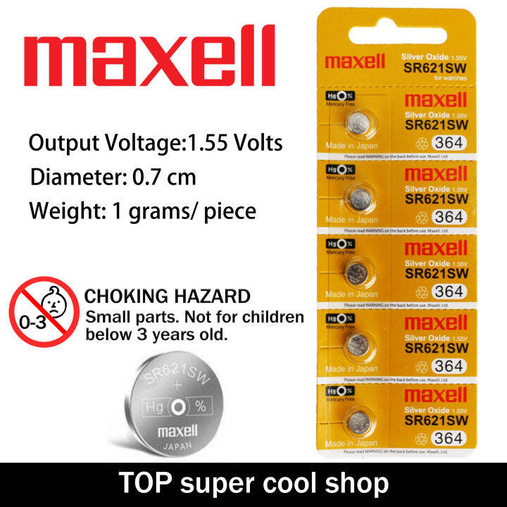 MAXELL SR626 377 SILVER OXIDE BATTERY 1.55 V JAPAN 5 PIECES SR626sw ...