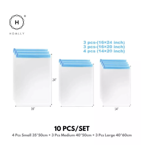 Homlly 10pcs Travel Roll-Up Compression Space Saver Bags - No Vacuum or Pump Needed