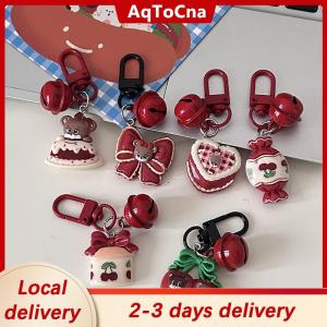 [COD] AqToCna Ship within 24 hours Fashion Little Bear Cake Cherry Bow Keychain Pendant For Women Girls Exquisite Headphone Case Charm Backpack Decoration Gifts
