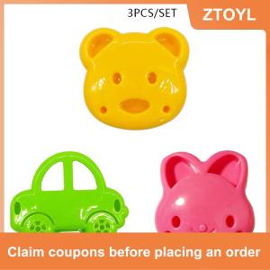 【ZTOYL】 1 3 cái bánh sandwich Cutter Mini phim hoạt hình thỏ gấu xe bánh mì dao Sandwich Cutter Sealer cho trẻ em Bento trưa Nướng khuôn