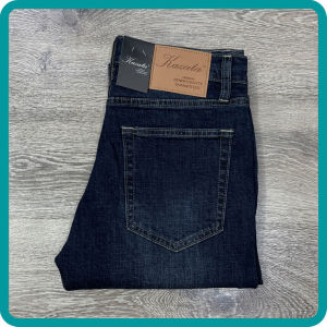 Quần jean nam cao cấp xanh đậm vải không phai Kazata hàng vnxk ống 17-19cm