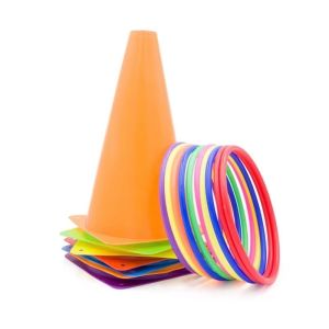 6Pcs 10 laps Ring Toss Bucket Obstacle Bucket Soccer and Basketball Training Equipment Roadblock Obstacle Parent-Child Game Toy