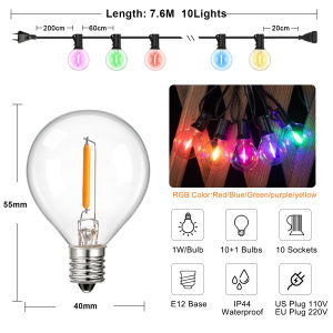 50FT RGB Garland Outdoor String Lights Waterproof G40 Colored Connectable Garden Decor Wreath Colorful Hanging Light Chain