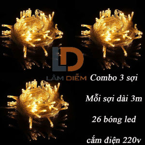 Combo 3 sợi đèn led trang trí mỗi sợi dài 3m gồm 26 bong led có khiển chớp nháy nhiều chế độ