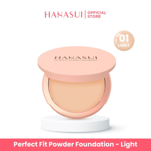 Hanasui Perfect Fit Powder Foundation - 5 Varian Warna - Light - Natural - Netral - Porcelain - Classic Ivory - Meratakan Warna Kulit - Bedak Padat - Ken Herbal