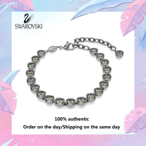 💖 Swarovski 💖 Womens Fashion Titanium steel round cut black crystal gem bracelet 5689421 amber tennis bracelet Valentine gift Birthday gift