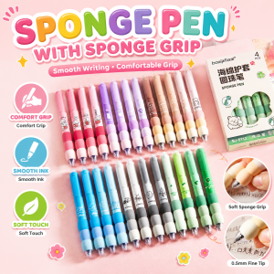 Pen Gel Tekan Soft Grip Ball Pen Blue Black Ink Smooth Writing Quick Dry Study Student School Office