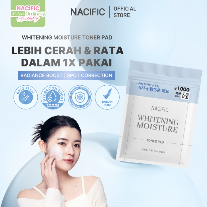 NEW LAUNCH] NACIFIC Whitening Moisture Toner Pad (isi 8 ml x 4 sheets) - Glutathione & Vit C - Melembabkan Menghidrasi dan Mencerahkan Wajah