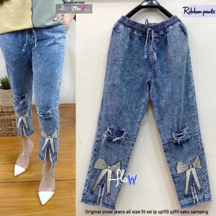 kiki denim celana jins wanita culote jeans bordil baggy jean