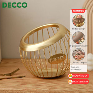 DECCO Iron Art Coffee Capsule Storage Basket Decorative Desktop Snack Fruit Candy Holder For Coffee Table Or Kitchen Counter Bakul Penyimpanan Buah - Fulfilled by DECCO SHOP