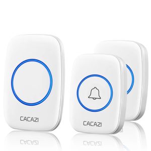CACAZI Wireless Waterproof Doorbell US EU UK Plug 300M Range Home Intelligent White Door Bell Chime 1 2 Button 1 2 3 Receiver
