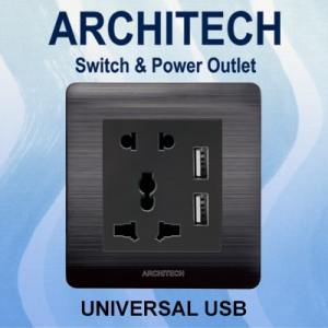 ARCHITECH PLATINUM B9-C06U BLACK Stop Kontak - Colokan Universal USB