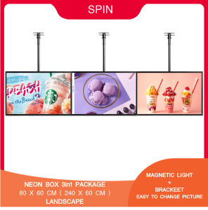 NEON BOX SLIM LED LIGHT BOX Menu Paket 3in1 60x80cm ( 240x60cm ) - Tanpa Printing & Include Printing - LANDSCAPE