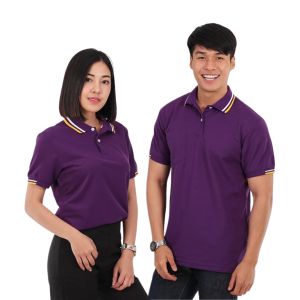 PMK เสื้อโปโล รุ่น Kaneko สีม่วง โปโล สีสด รีดง่าย ยับยาก ราคาถูก ชายมีกระเป๋า หญิงไม่มีกระเป๋า