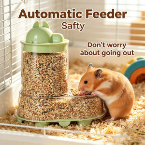 Hamster Auto Feeder Large Capacity Anti Spill Clear Guinea Pig Rabbit Feeding Spoon Included