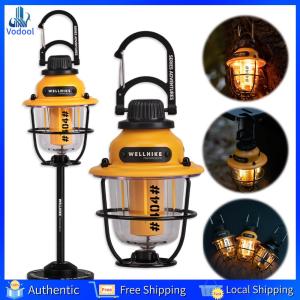[Vodool Home Mall] LED Outdoor Vintage Camping Light Stepless Dimming Portable Ambient Lights Type-C Rechargeable 30h Max Runtime for Outdoor Garden Street Path Lawn