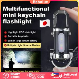 Keychain Light Rechargeable Portable USB Charge Flashlight Outdoor Safety Emergency Led Light For Hiking Work Light Multifunctional Mini Keychain Flashlight Babalux