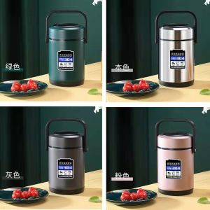 [LOCAL SELLER]1.6L 2.2L304 stainless steel vacuum insulated food jar double layer food carrier lunch box with handle 1.6L large capacity insulation food storage leak-proof school office