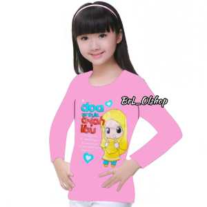 Kaos atasan anak perempuan murah | Kaos lengan panjang anak perempuan | Kaos Hijab | Kaos Warna | Hijab Kuning | Kaos nyaman dipakai | Untuk anak umur 1-10 tahun